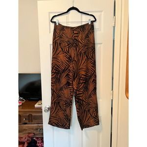 Vintage Palm Print Wide Leg Pants